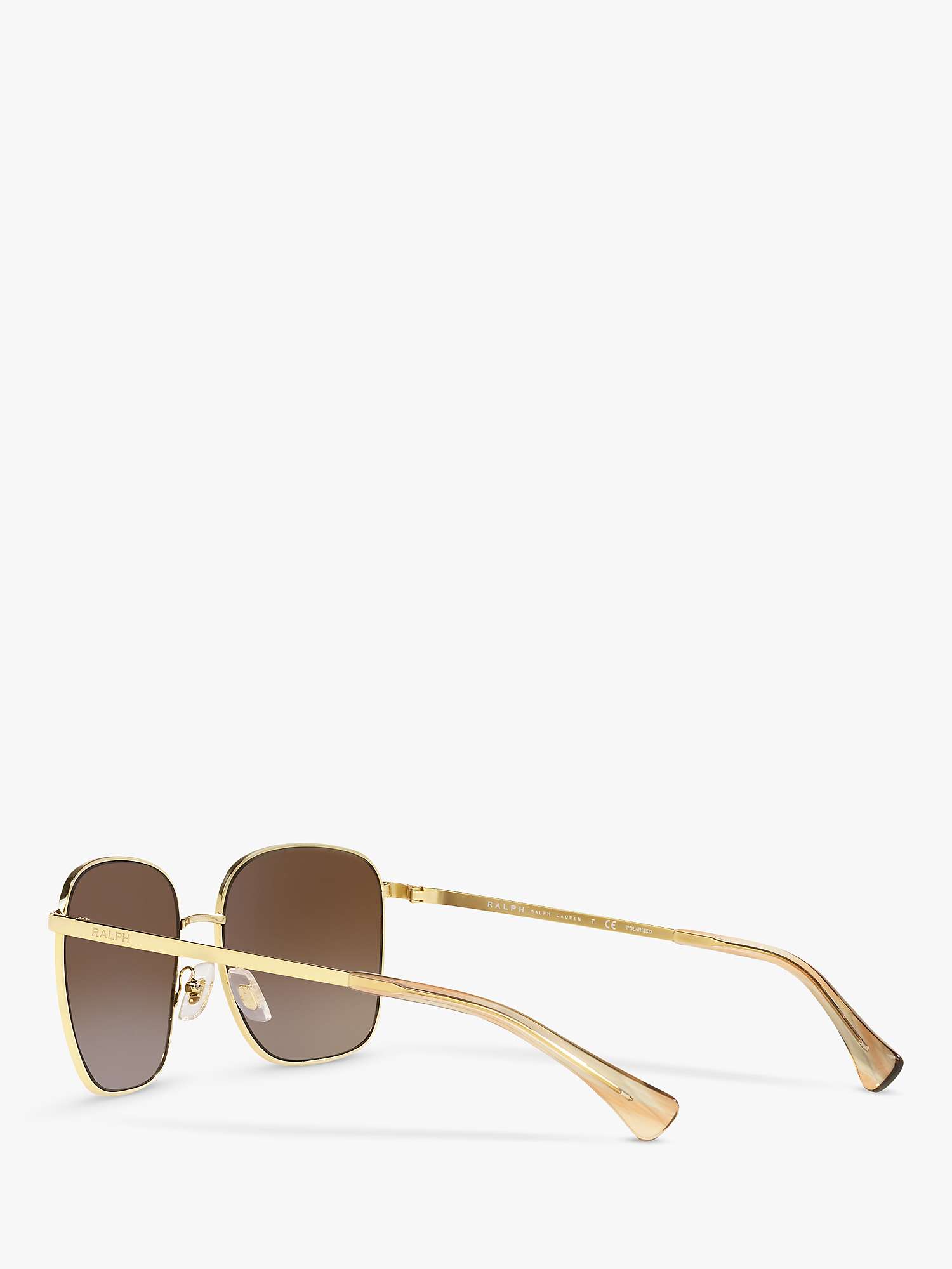 Buy Ralph RA4136 Women's Square Shape Polarised Sunglasses, Gold/Brown Online at johnlewis.com