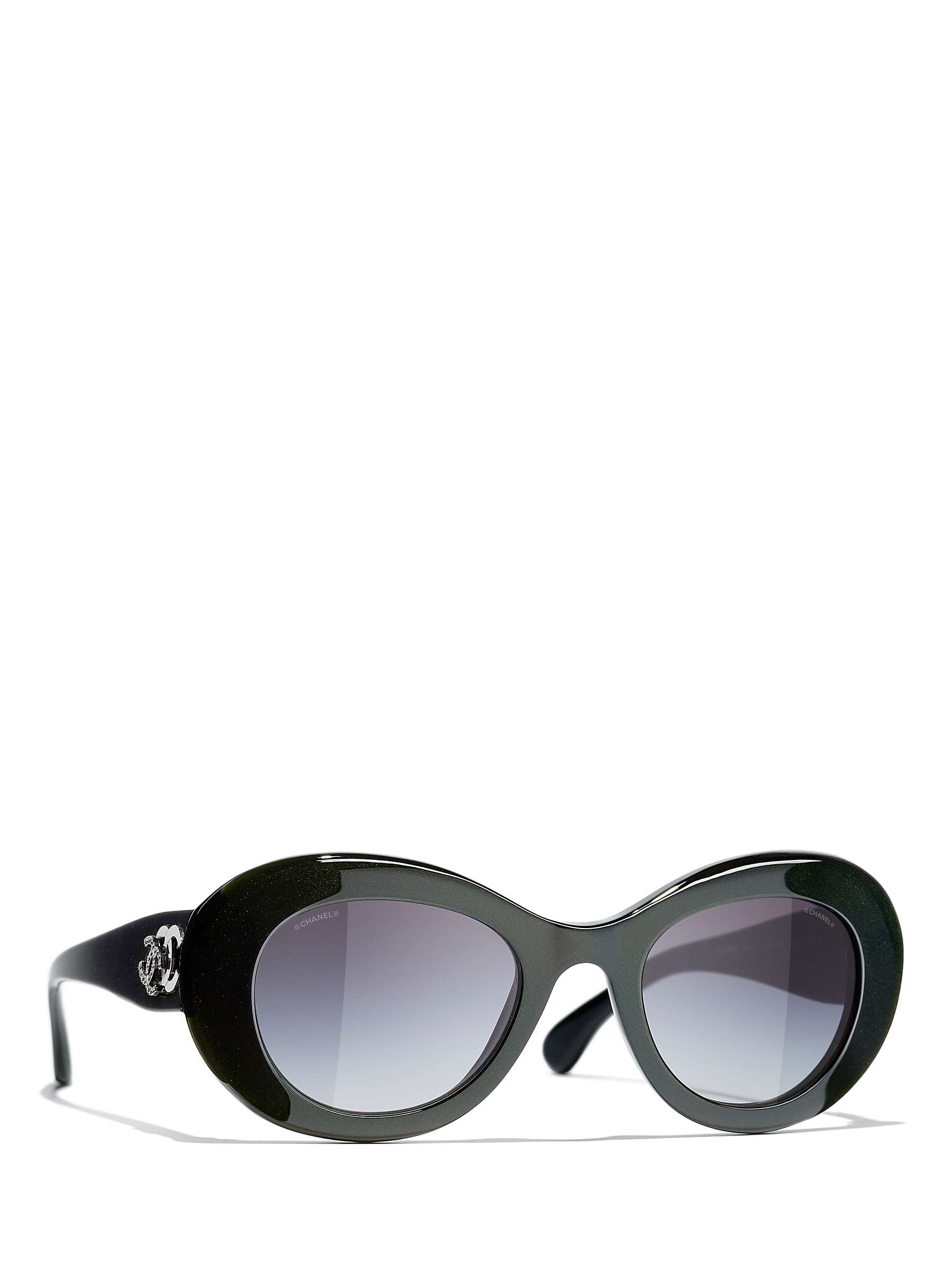 CHANEL Oval Sunglasses CH5469B Iridescent Green/Blue Gradient at John Lewis  & Partners