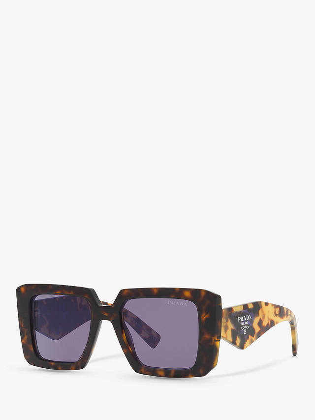Prada PR 23YS Women's Chunky Square Sunglasses, Tortoise/Violet