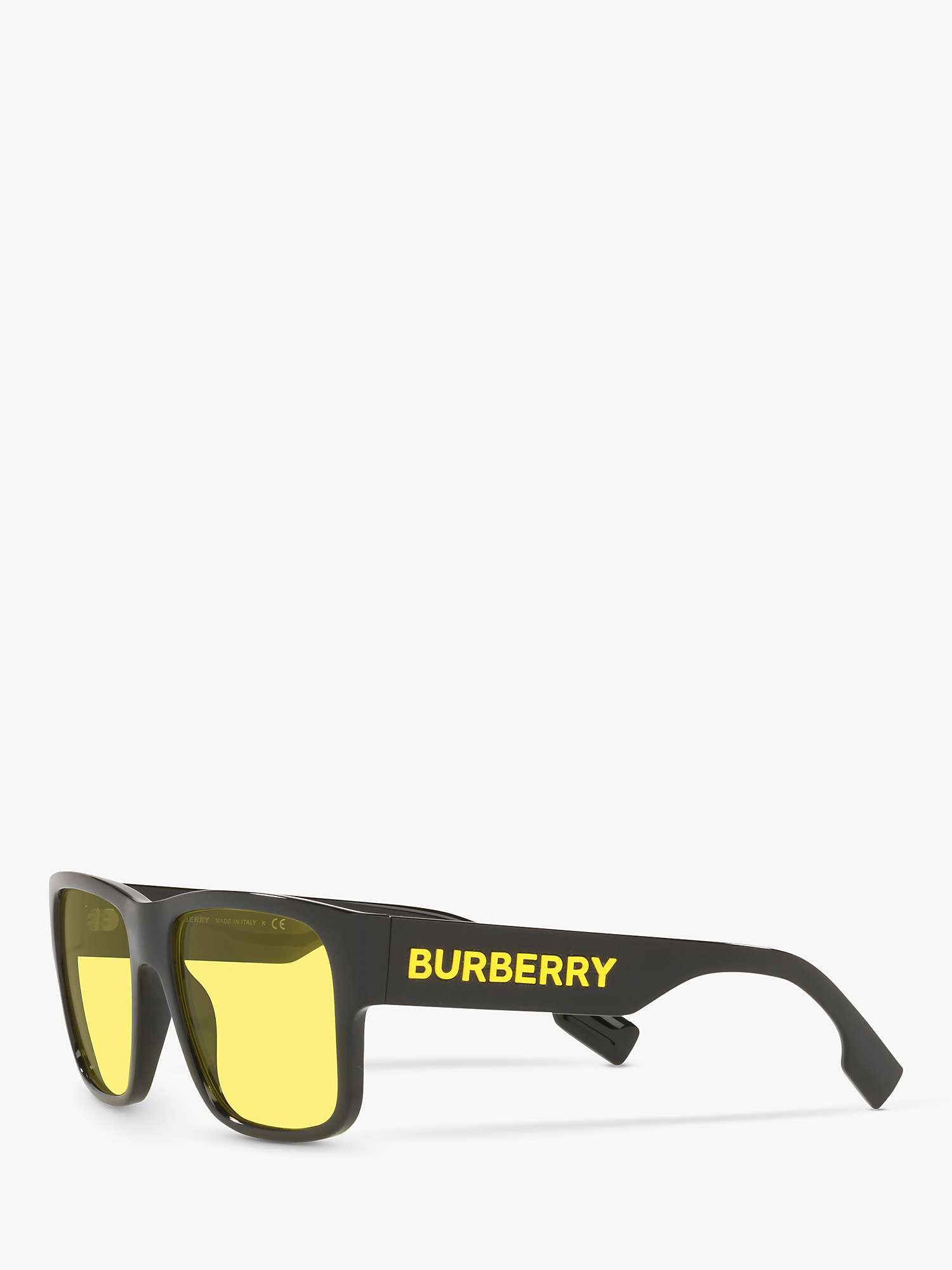 Buy Burberry BE4358 Men's Knight Square Sunglasses, Black/Yellow Online at johnlewis.com