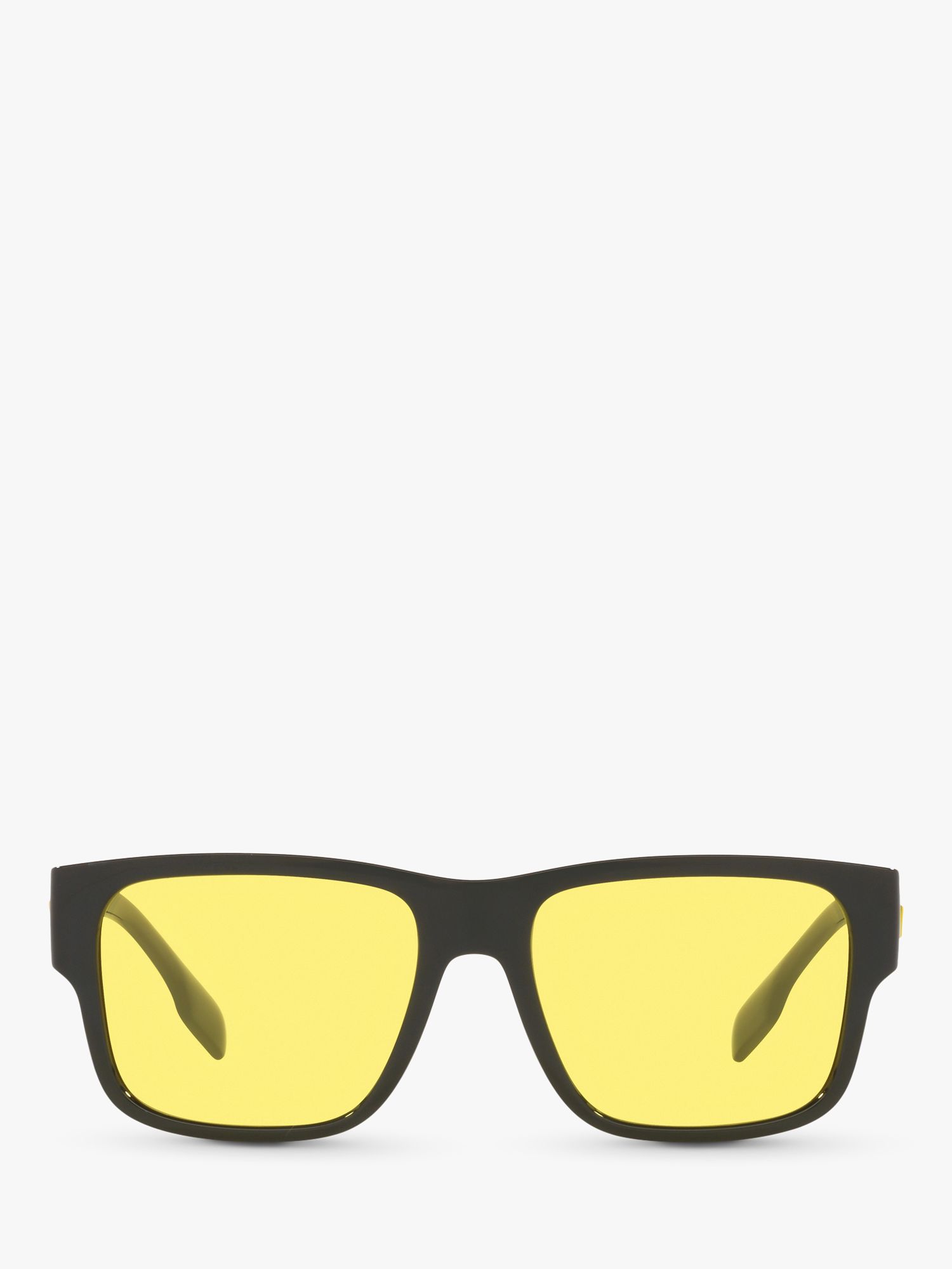 Burberry BE4358 Men's Knight Square Sunglasses, Black/Yellow at John Lewis  & Partners