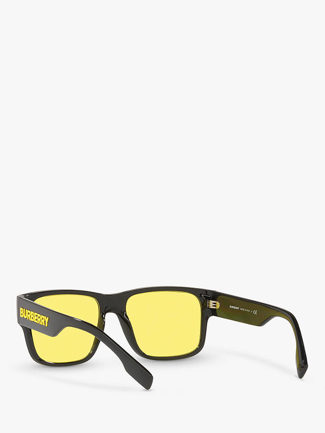 Burberry BE4358 Men's Knight Square Sunglasses, Black/Yellow