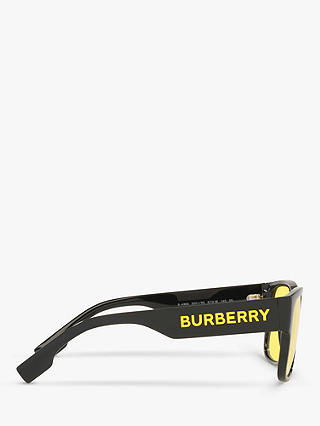 Burberry BE4358 Men's Knight Square Sunglasses, Black/Yellow