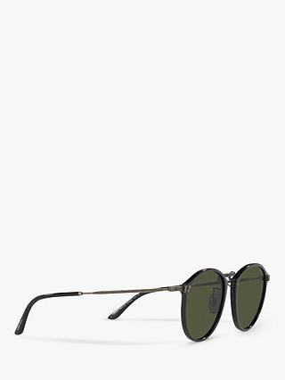 Giorgio Armani AR 318SM Men's Oval Sunglasses, Black/Green