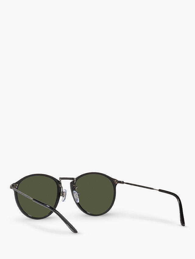 Giorgio Armani AR 318SM Men's Oval Sunglasses, Black/Green