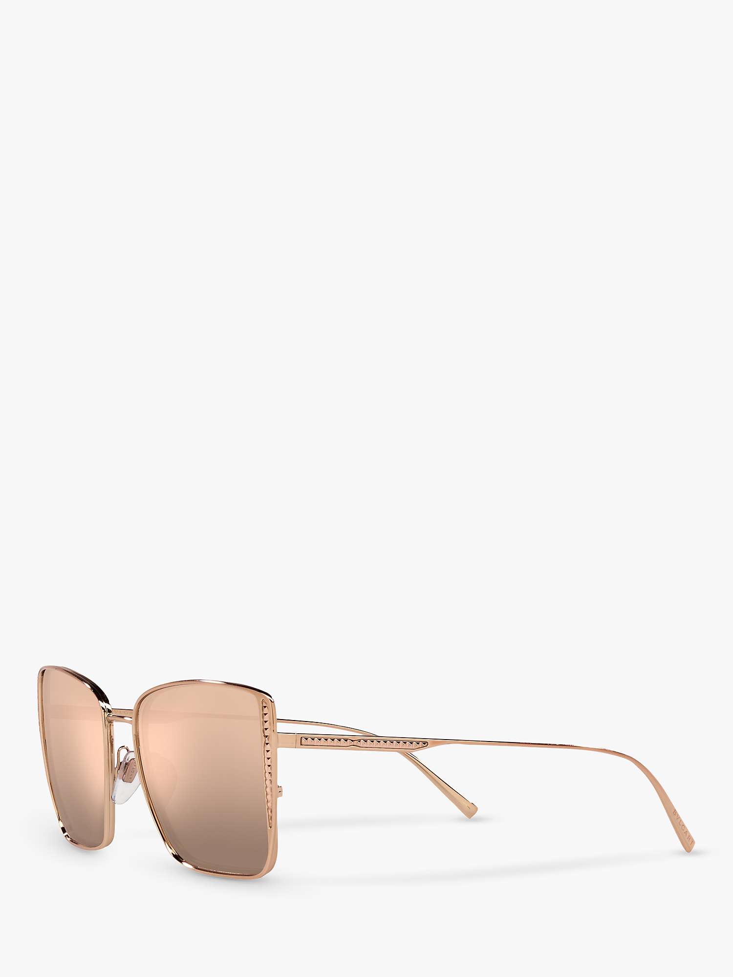 Buy BVLGARI BV6176 Women's Square Sunglasses, Pink Gold/Gold Mirror Online at johnlewis.com