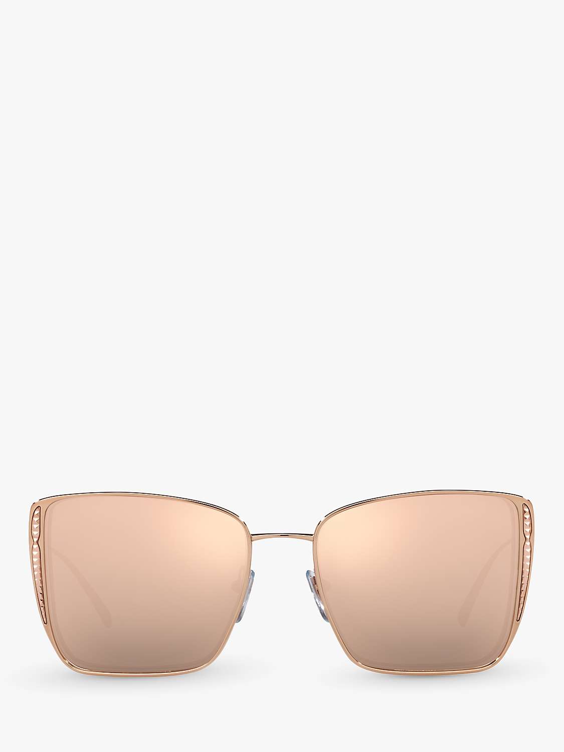 Buy BVLGARI BV6176 Women's Square Sunglasses, Pink Gold/Gold Mirror Online at johnlewis.com