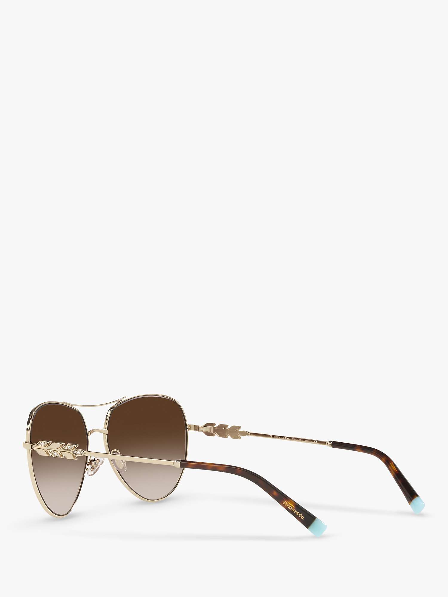 Buy Tiffany & Co TF3083B Women's Pilot Sunglasses, Pale Gold/Brown Gradient Online at johnlewis.com