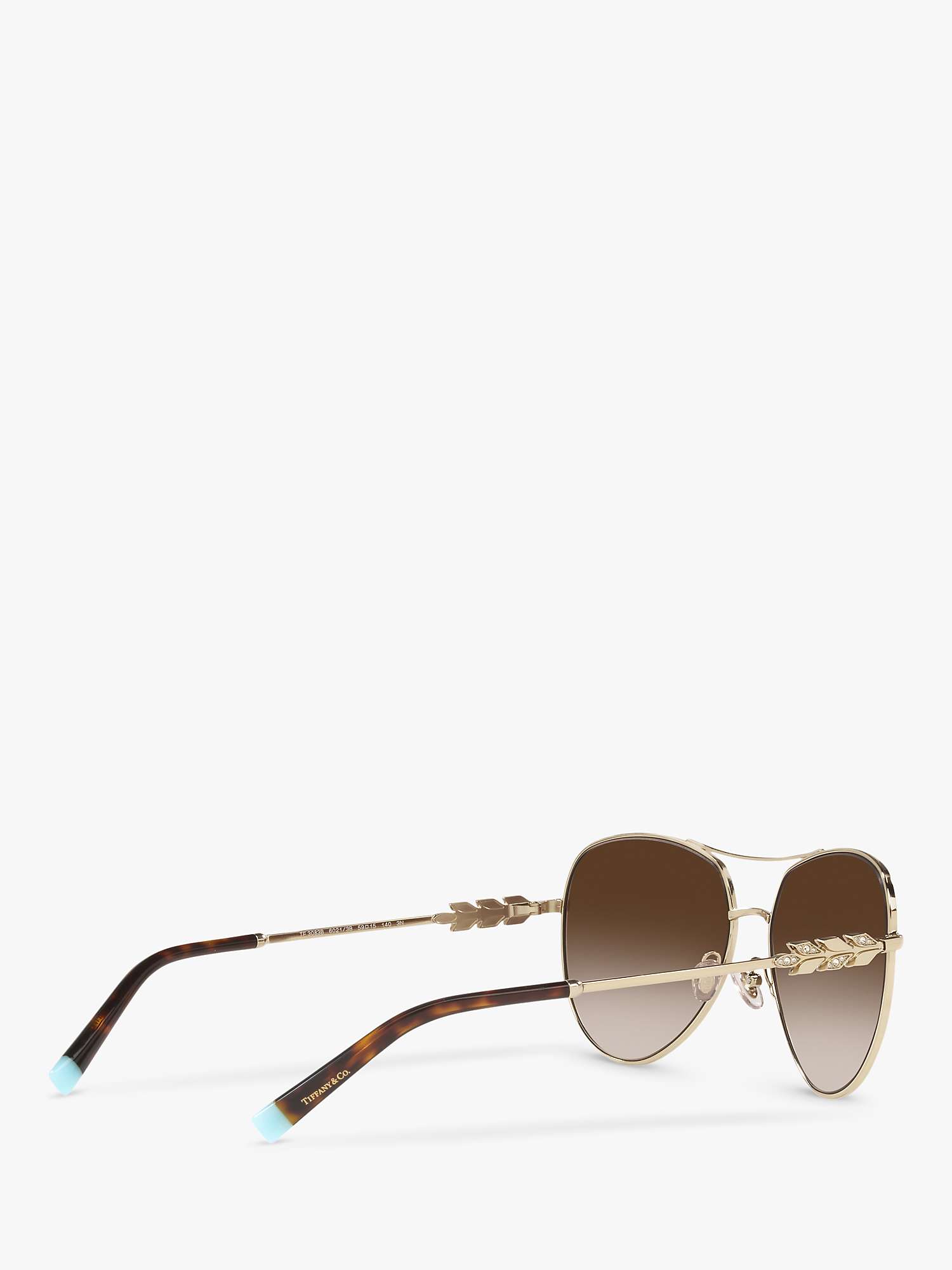 Buy Tiffany & Co TF3083B Women's Pilot Sunglasses, Pale Gold/Brown Gradient Online at johnlewis.com