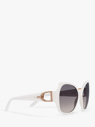 Ralph Lauren RL8202B Women's Butterfly Sunglasses, Shiny Off White/Grey Gradient