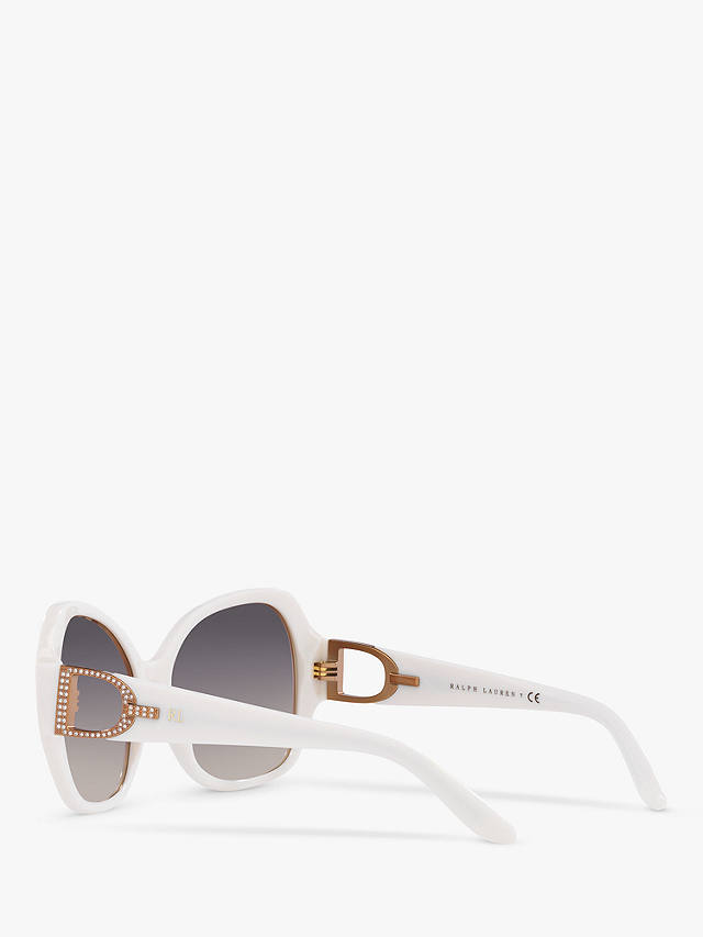 Ralph Lauren RL8202B Women's Butterfly Sunglasses, Shiny Off White/Grey Gradient