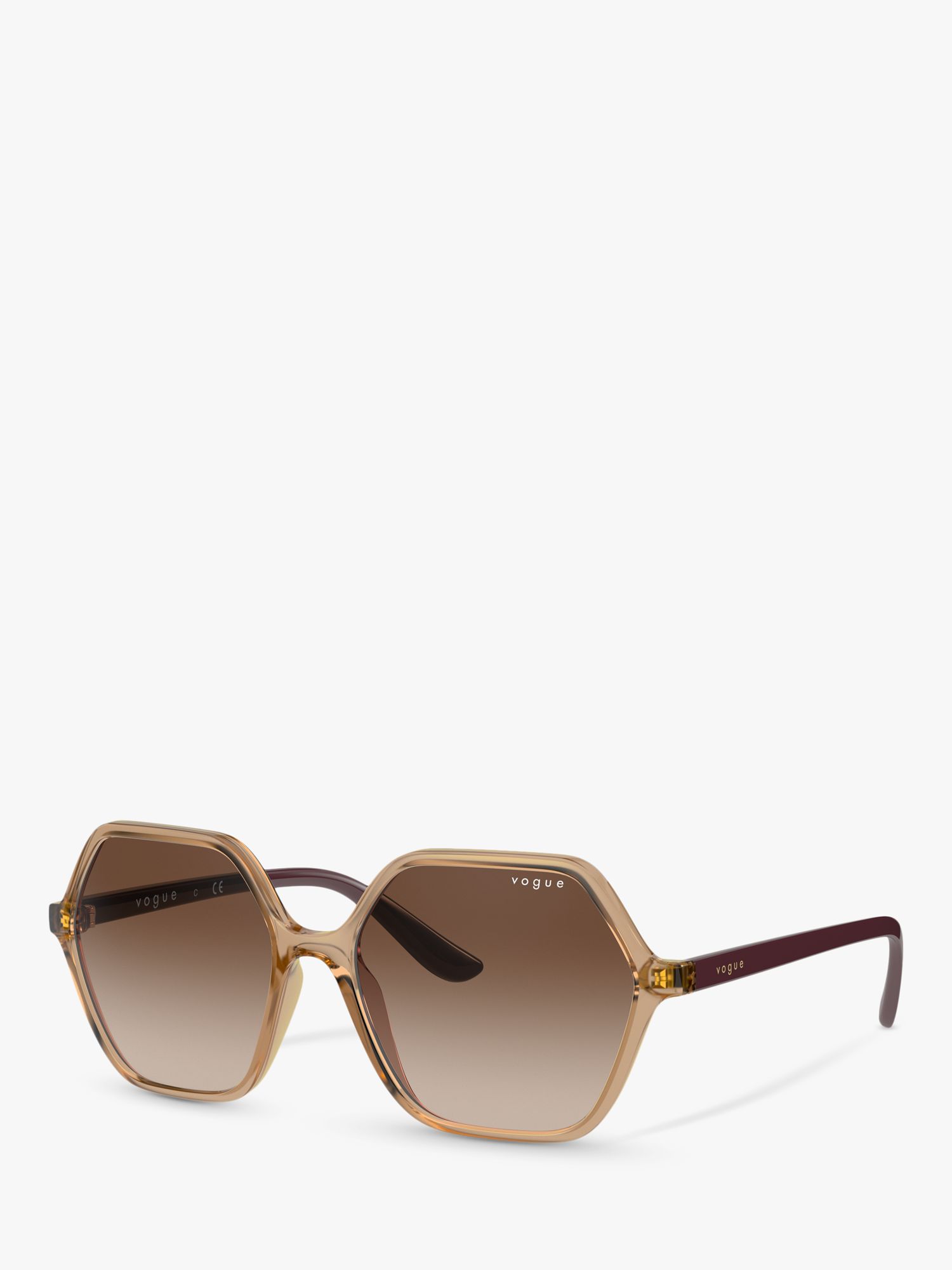Vogue VO5361S Women's Irregular Sunglasses, Transparent Caramel/Brown  Gradient at John Lewis & Partners