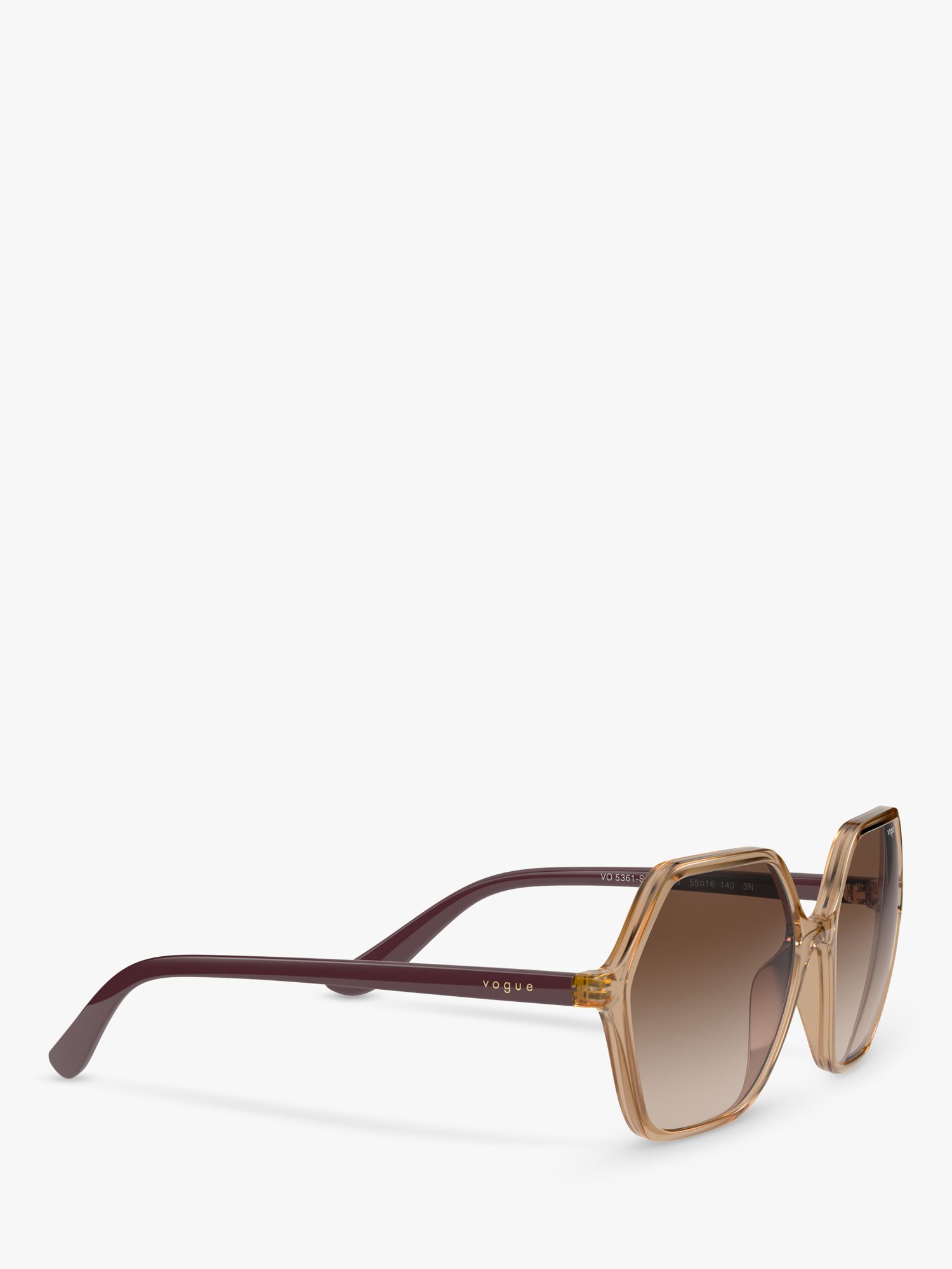 Vogue VO5361S Women's Irregular Sunglasses, Transparent Caramel/Brown Gradient