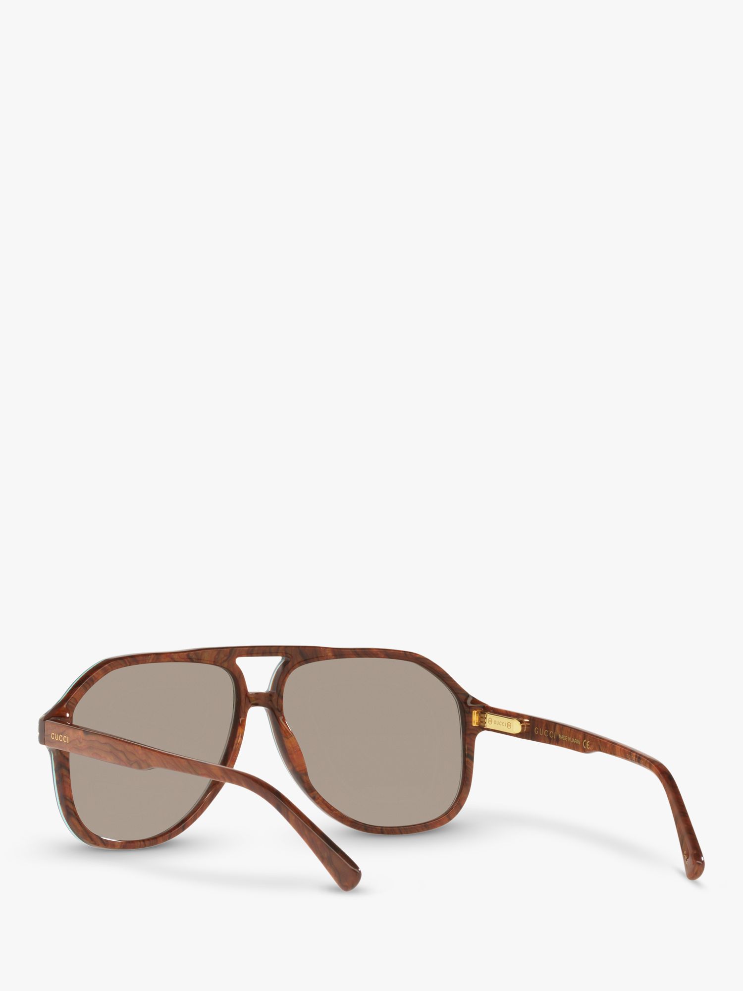 Gucci GG1042S Men's Aviator Sunglasses, Blue Brown/Grey at John Lewis ...