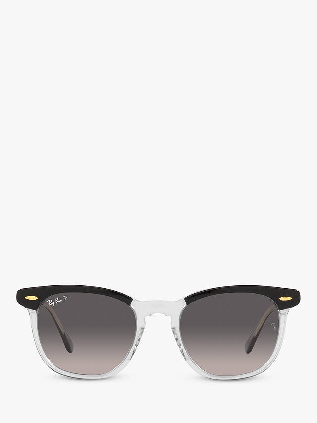 Ray-Ban RB2298 Unisex Polarised Hawkeye Sunglasses, Black Transparent/Grey