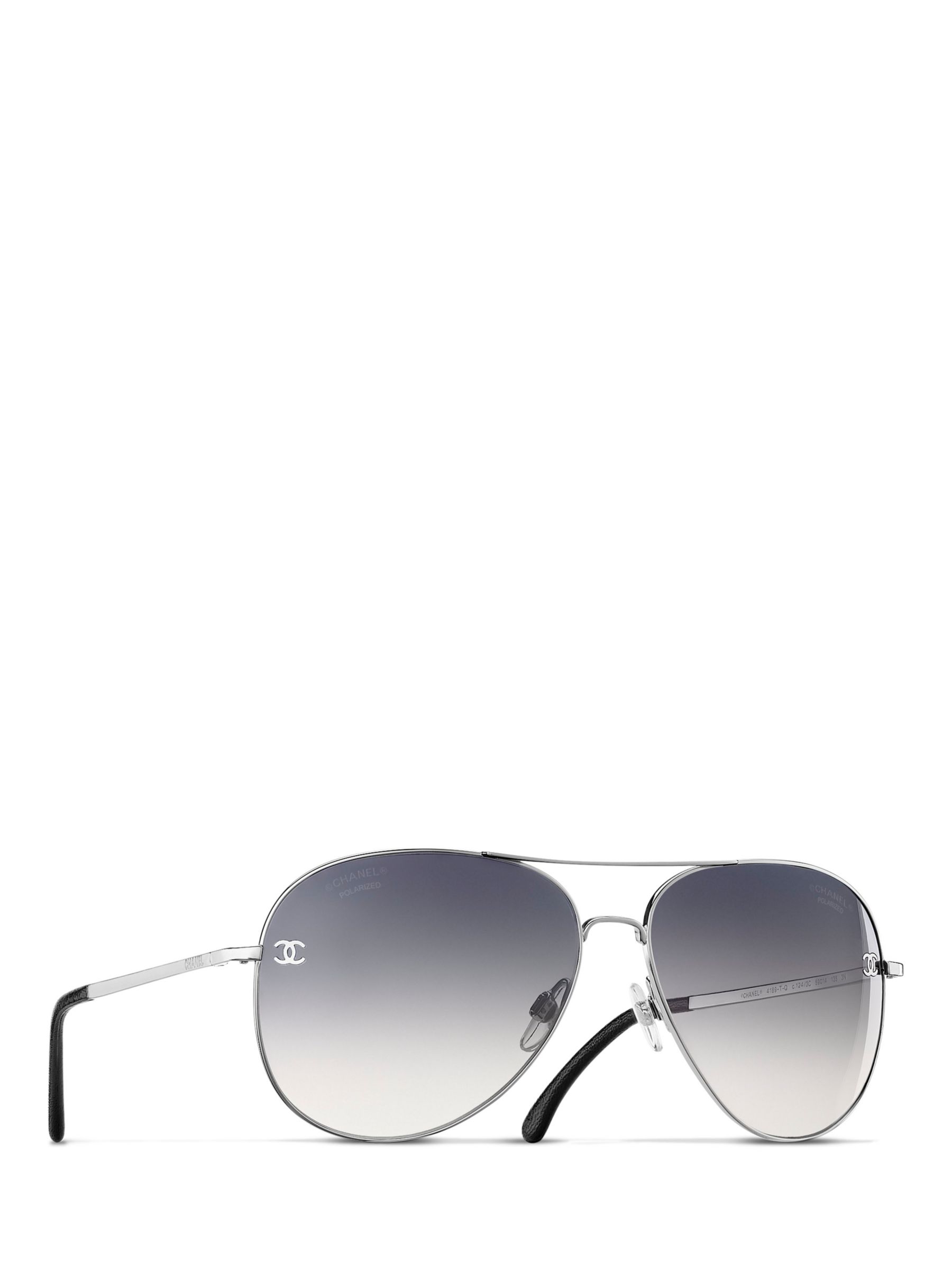 Buy CHANEL Pilot Sunglasses CH4189TQ Silver/Grey Gradient Online at johnlewis.com