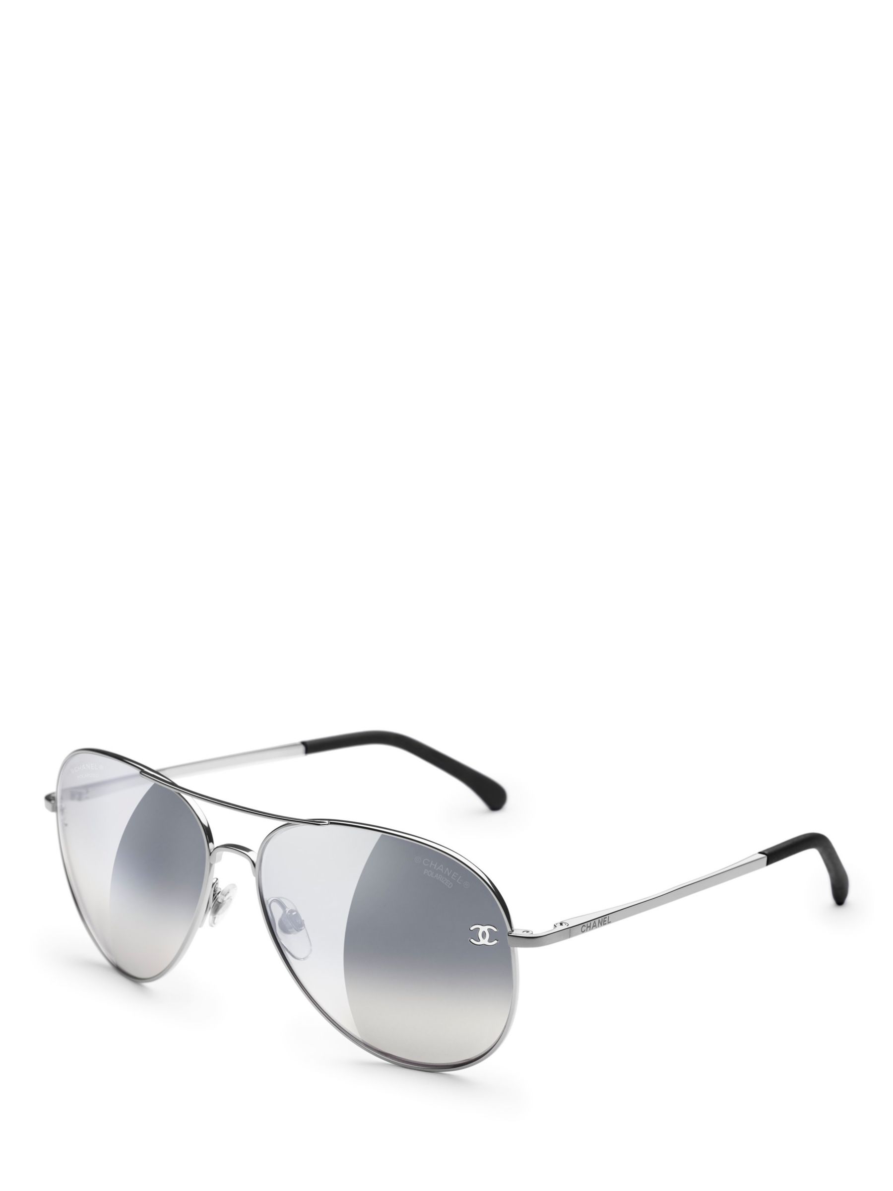 Buy CHANEL Pilot Sunglasses CH4189TQ Silver/Grey Gradient Online at johnlewis.com