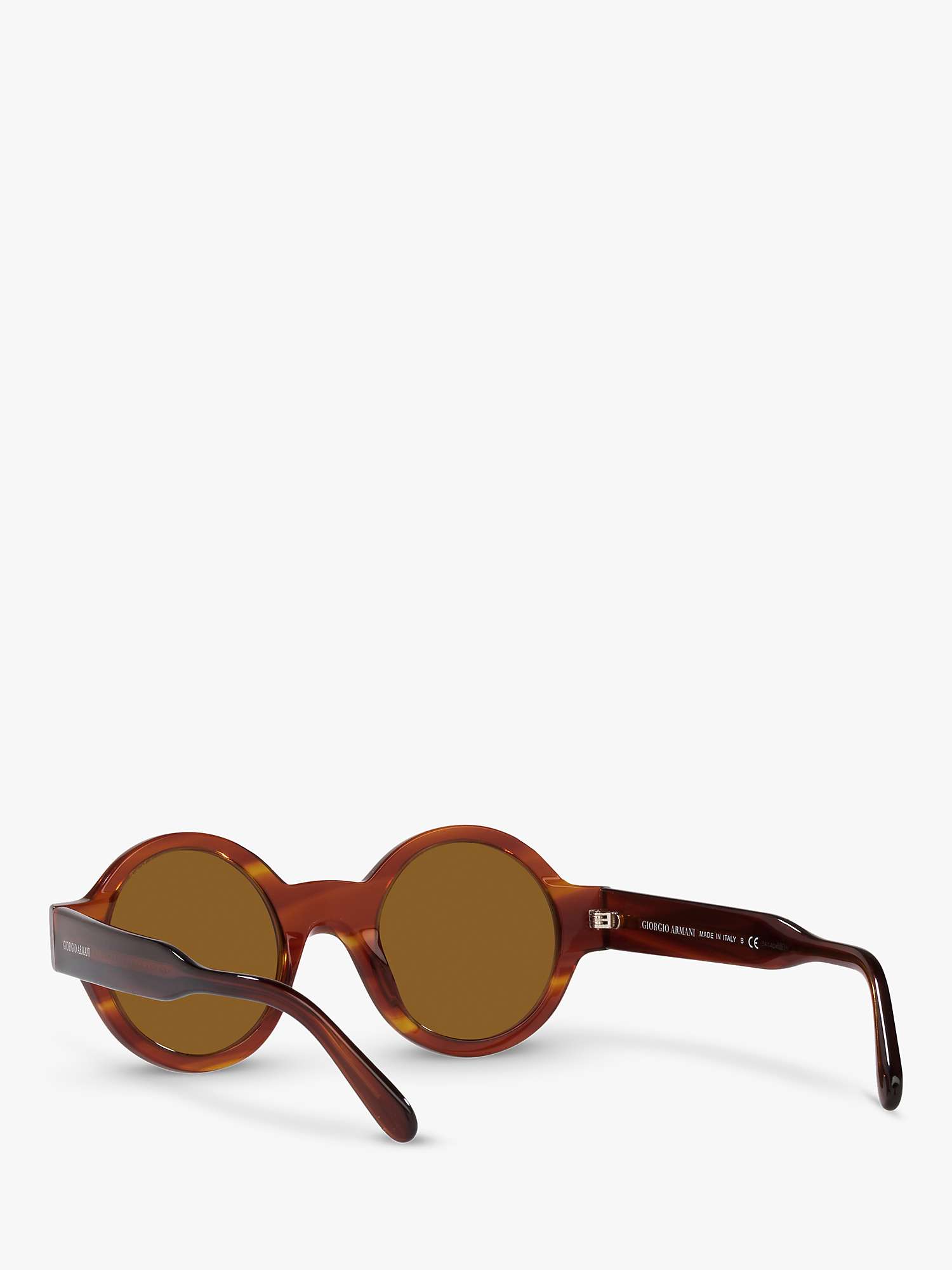 Buy Giorgio Armani AR 903M Women's Round Sunglasses, Striped Havana/Brown Online at johnlewis.com