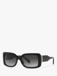 Michael Kors MK2165 Women's Corfu Rectangular Sunglasses, Black/Grey Gradient
