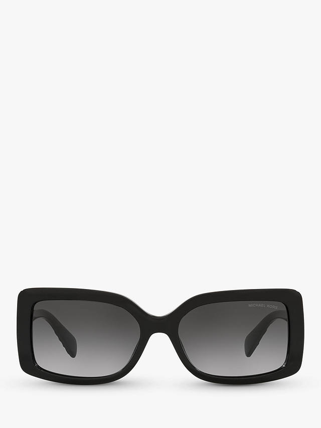 Michael Kors MK2165 Women's Corfu Rectangular Sunglasses, Black/Grey Gradient