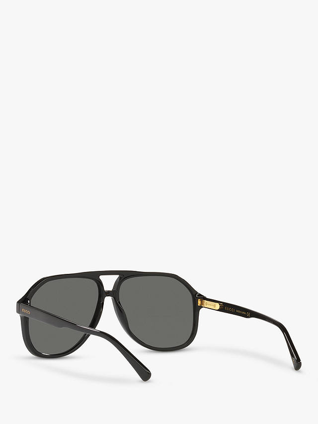 Gucci GG1042S Men's Aviator Sunglasses, Black/Grey