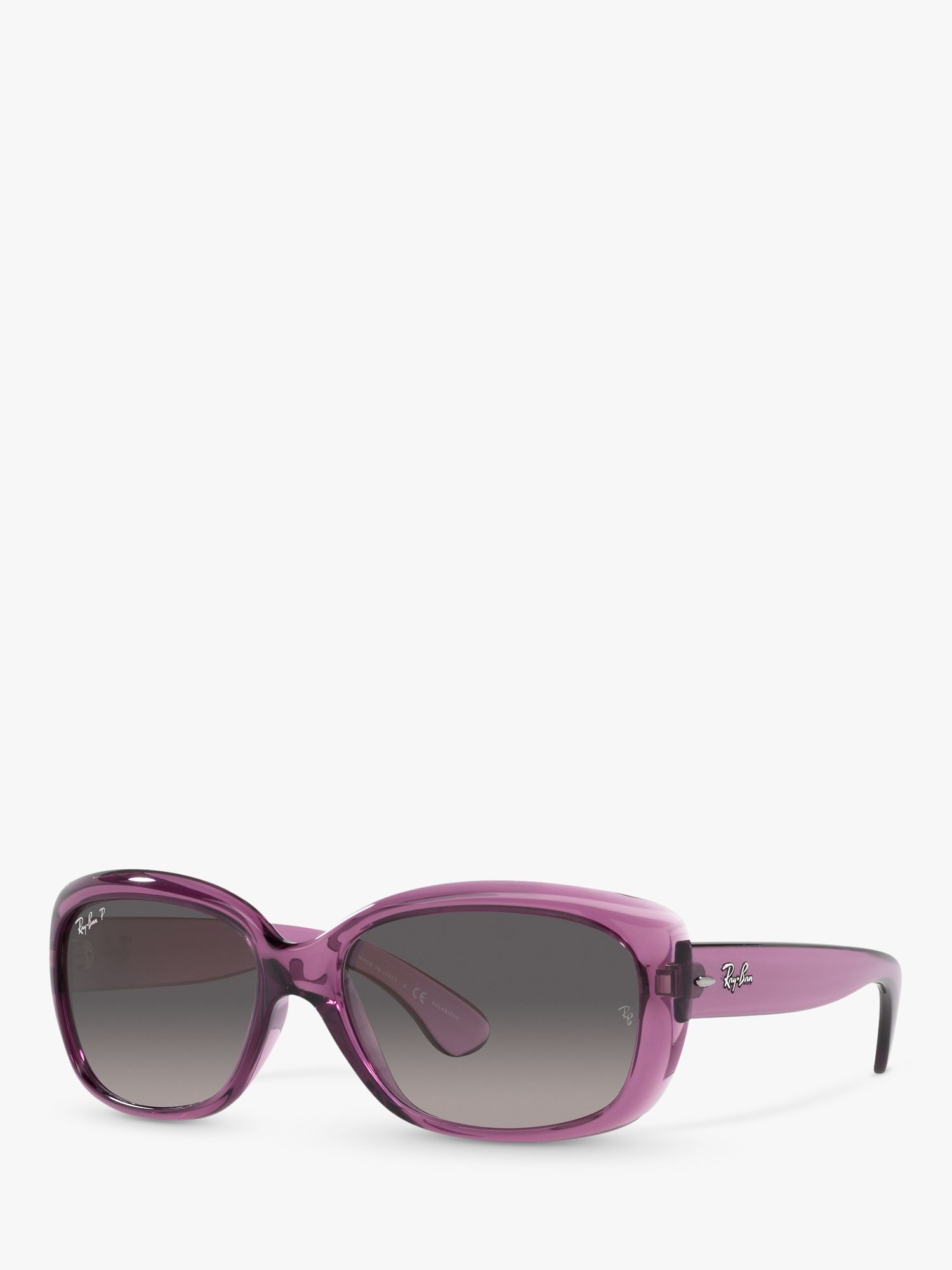 Ray-Ban RB4101 Women's Polarised Jackie Ohh Butterfly Sunglasses,  Transparent Violet at John Lewis & Partners