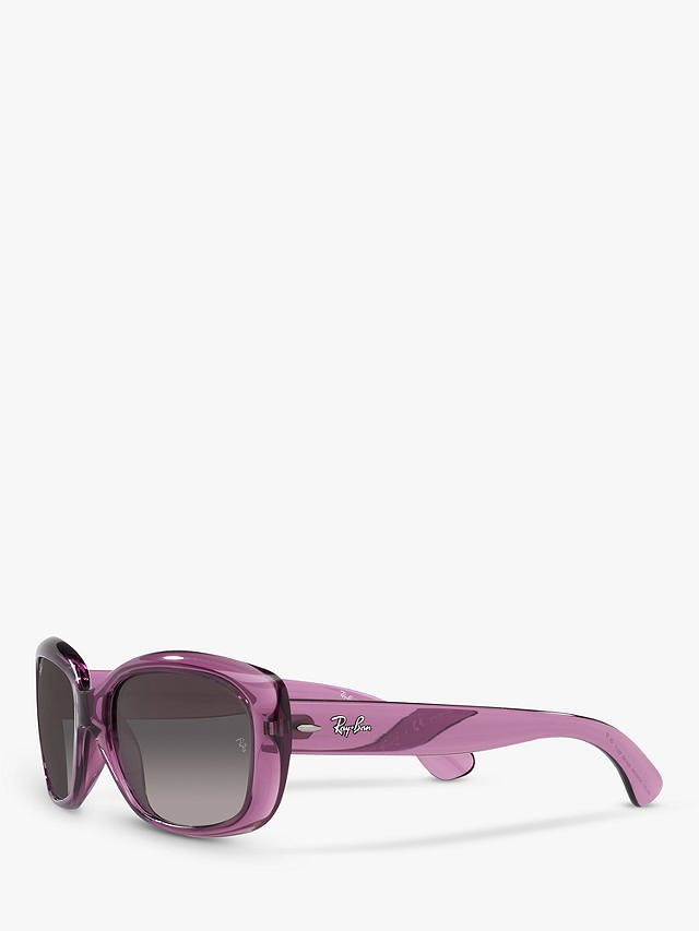 Ray-Ban RB4101 Women's Polarised Jackie Ohh Butterfly Sunglasses, Transparent Violet