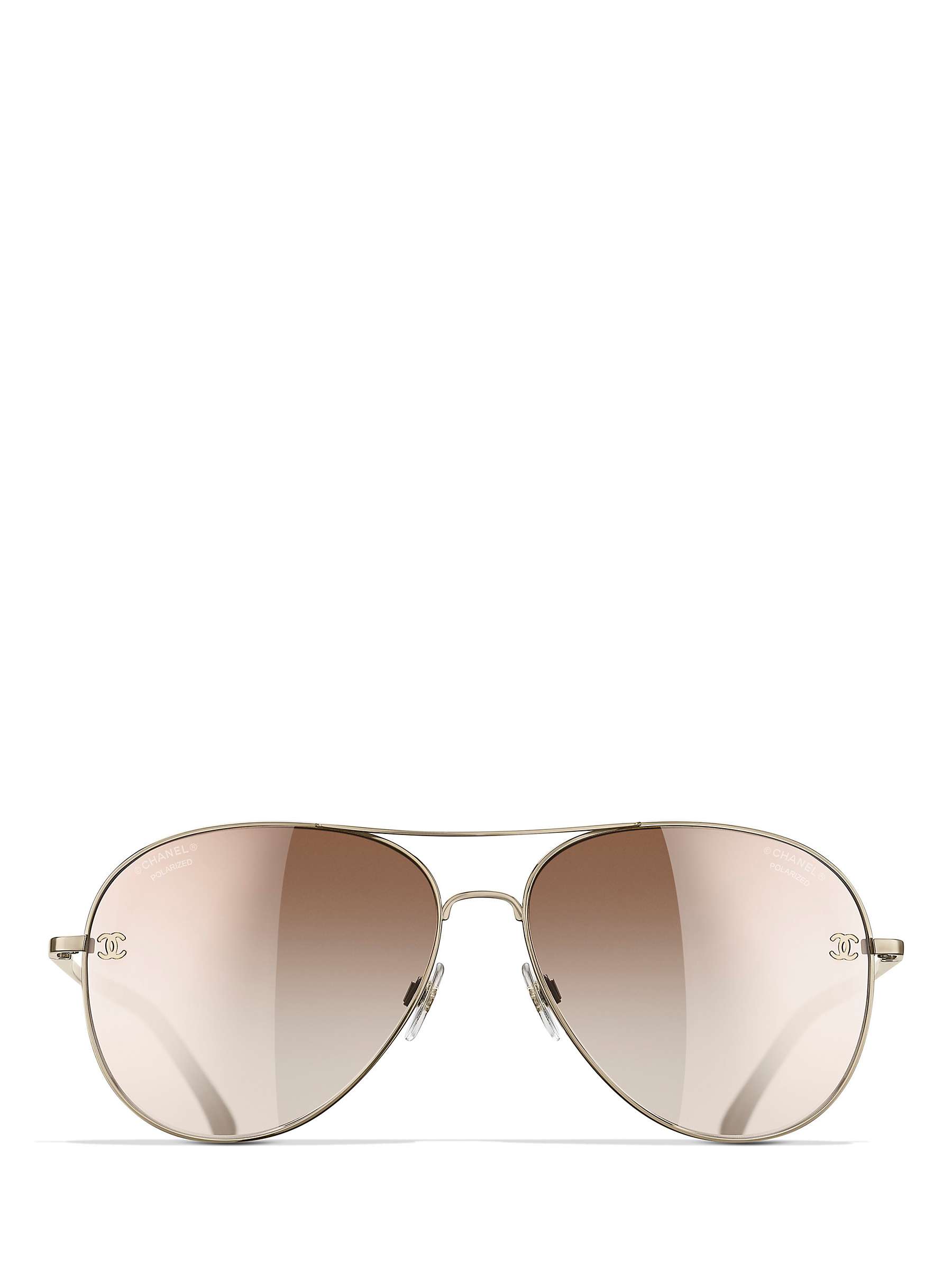 Buy CHANEL Pilot Sunglasses CH4189TQ Pale Gold/Brown Gradient Online at johnlewis.com