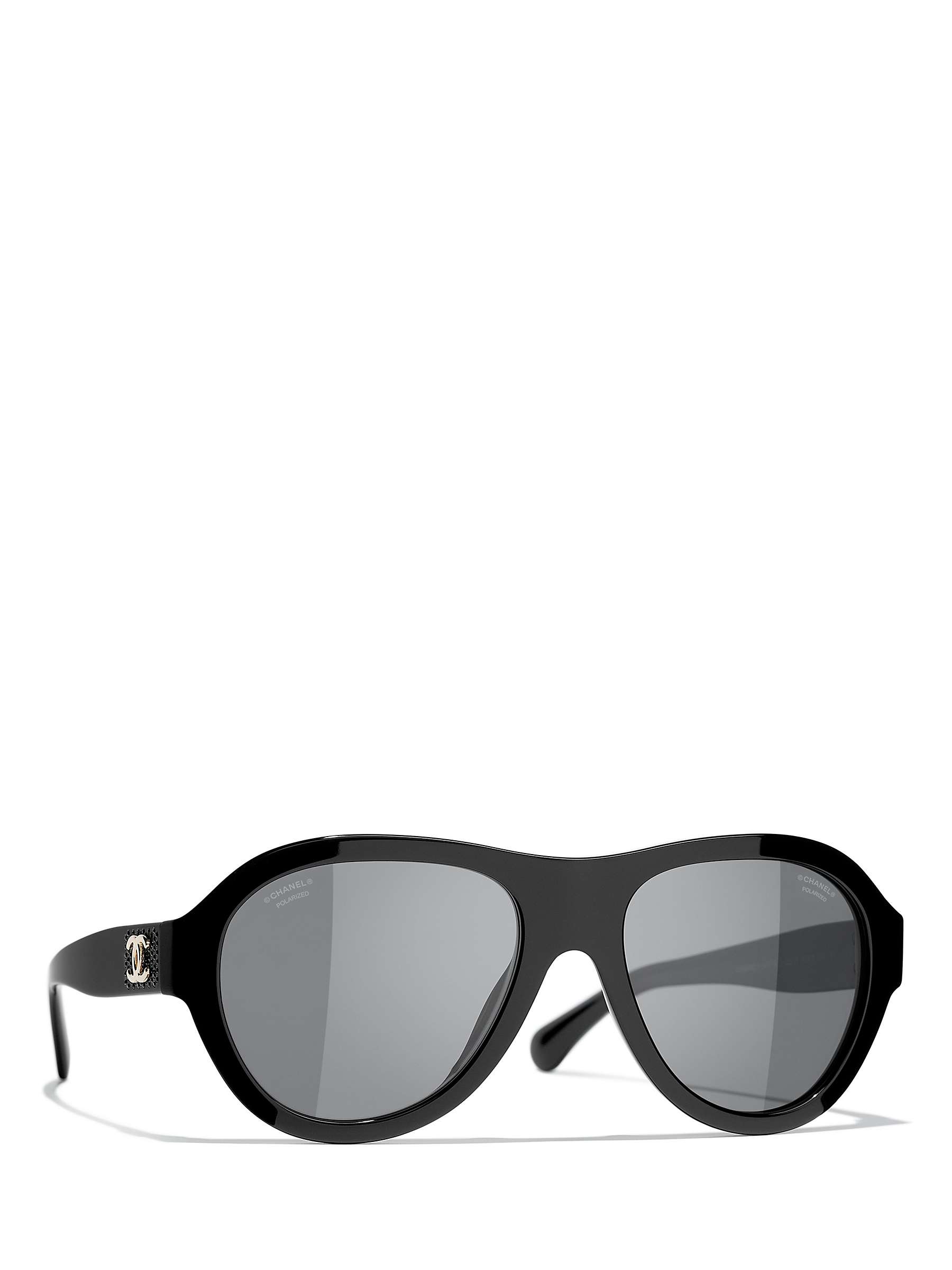 Buy CHANEL Oval Sunglasses CH5467B Black/Grey Online at johnlewis.com