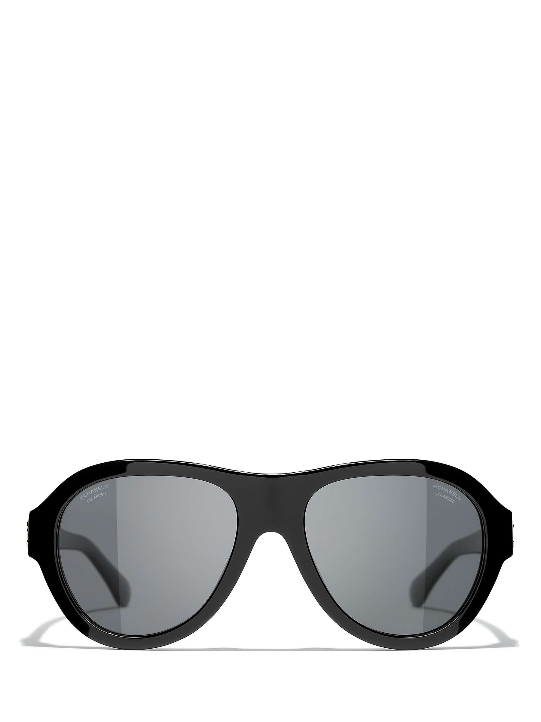 Buy CHANEL Oval Sunglasses CH5467B Black/Grey Online at johnlewis.com
