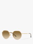Ray-Ban RB3565 Jack Unisex Metal Hexagonal Sunglasses, Gold/Brown Gradient