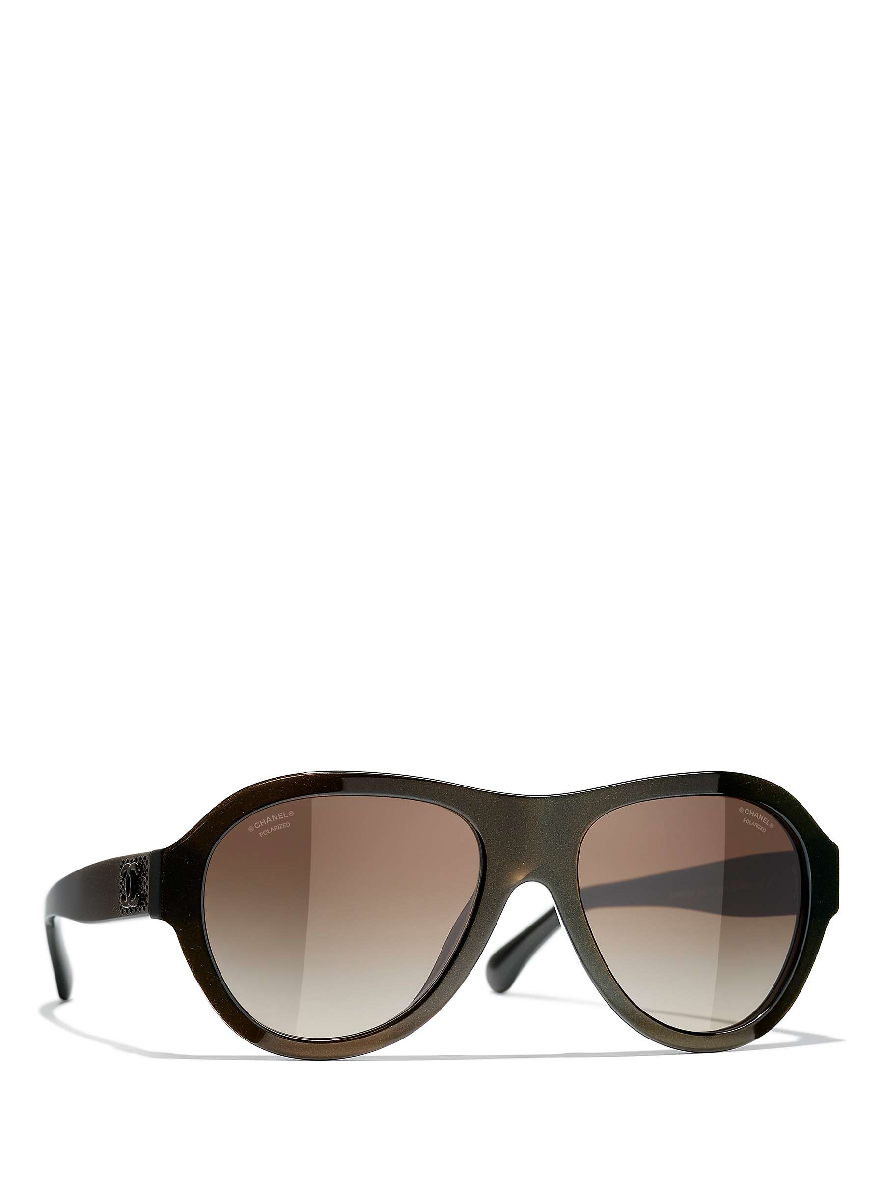 Buy CHANEL Oval Sunglasses CH5467B Iridescent Brown/Brown Gradient Online at johnlewis.com