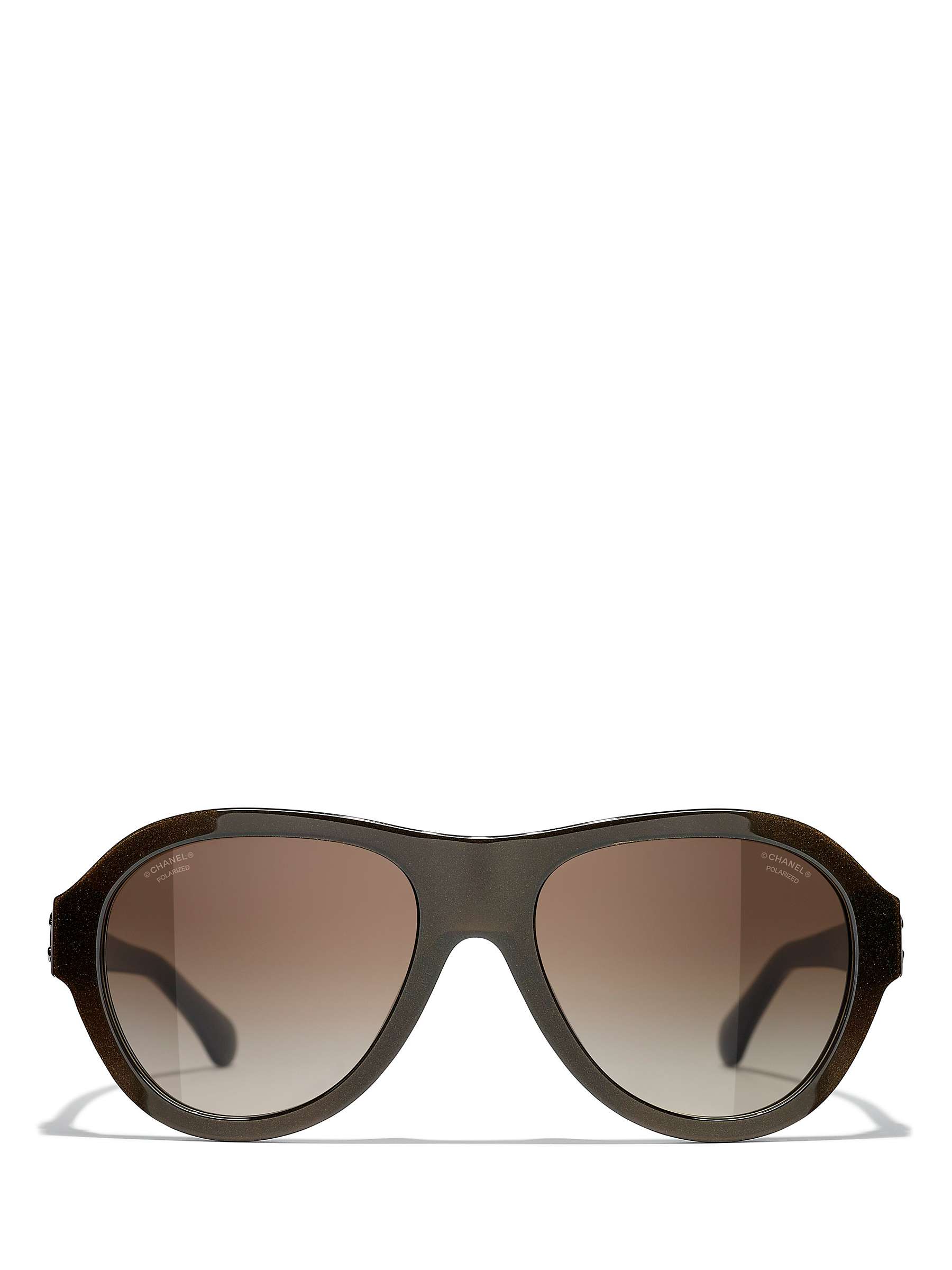 Buy CHANEL Oval Sunglasses CH5467B Iridescent Brown/Brown Gradient Online at johnlewis.com