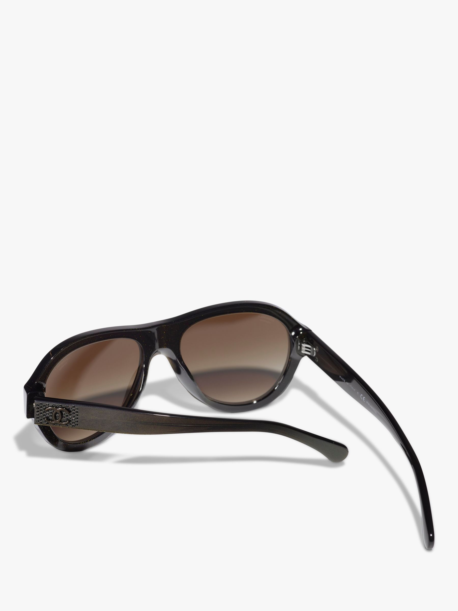 CHANEL Oval Sunglasses CH5467B Iridescent Brown/Brown Gradient at John Lewis  & Partners