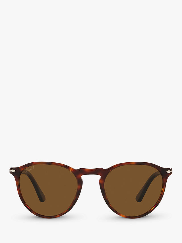Persol PO3286S Unisex Polarised Oval Sunglasses, Tortoise/Brown