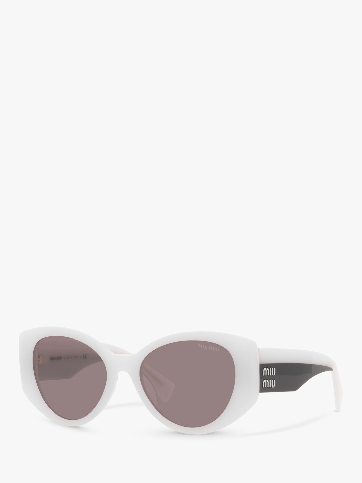 Miu Miu MU 03WS Women's Irregular Sunglasses, White/Grey at John Lewis ...