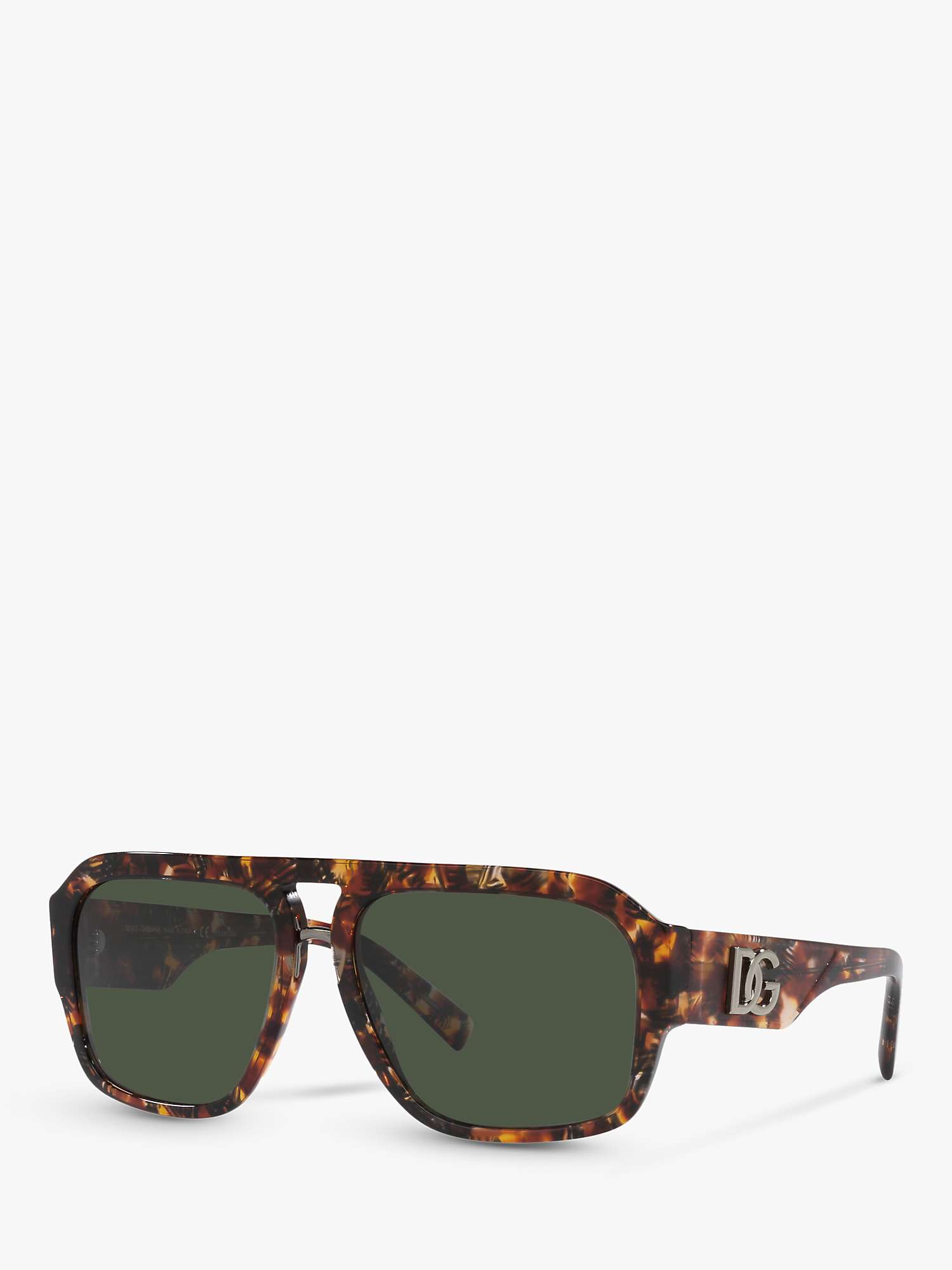 Buy Dolce & Gabbana DG4403 Men's Polarised Aviator Sunglasses, Red Havana/Grey Online at johnlewis.com
