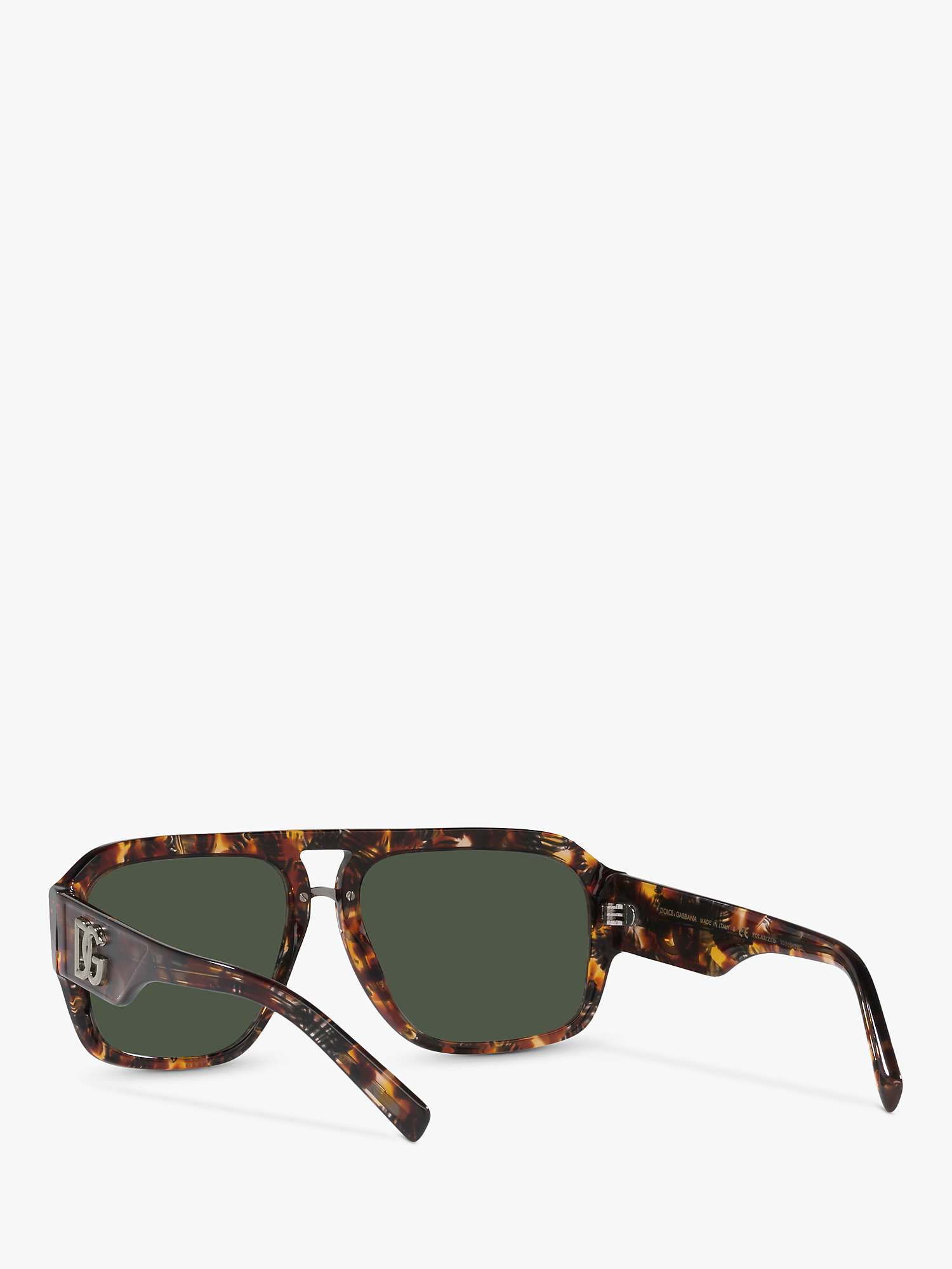 Buy Dolce & Gabbana DG4403 Men's Polarised Aviator Sunglasses, Red Havana/Grey Online at johnlewis.com