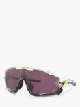 Oakley OO9290 Men's Jawbreaker Tour de France Rectangular Sunglasses, Matte Clear/Purple