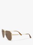 Prada PR 63XS Men's Aviator Sunglasses, Gold/Brown