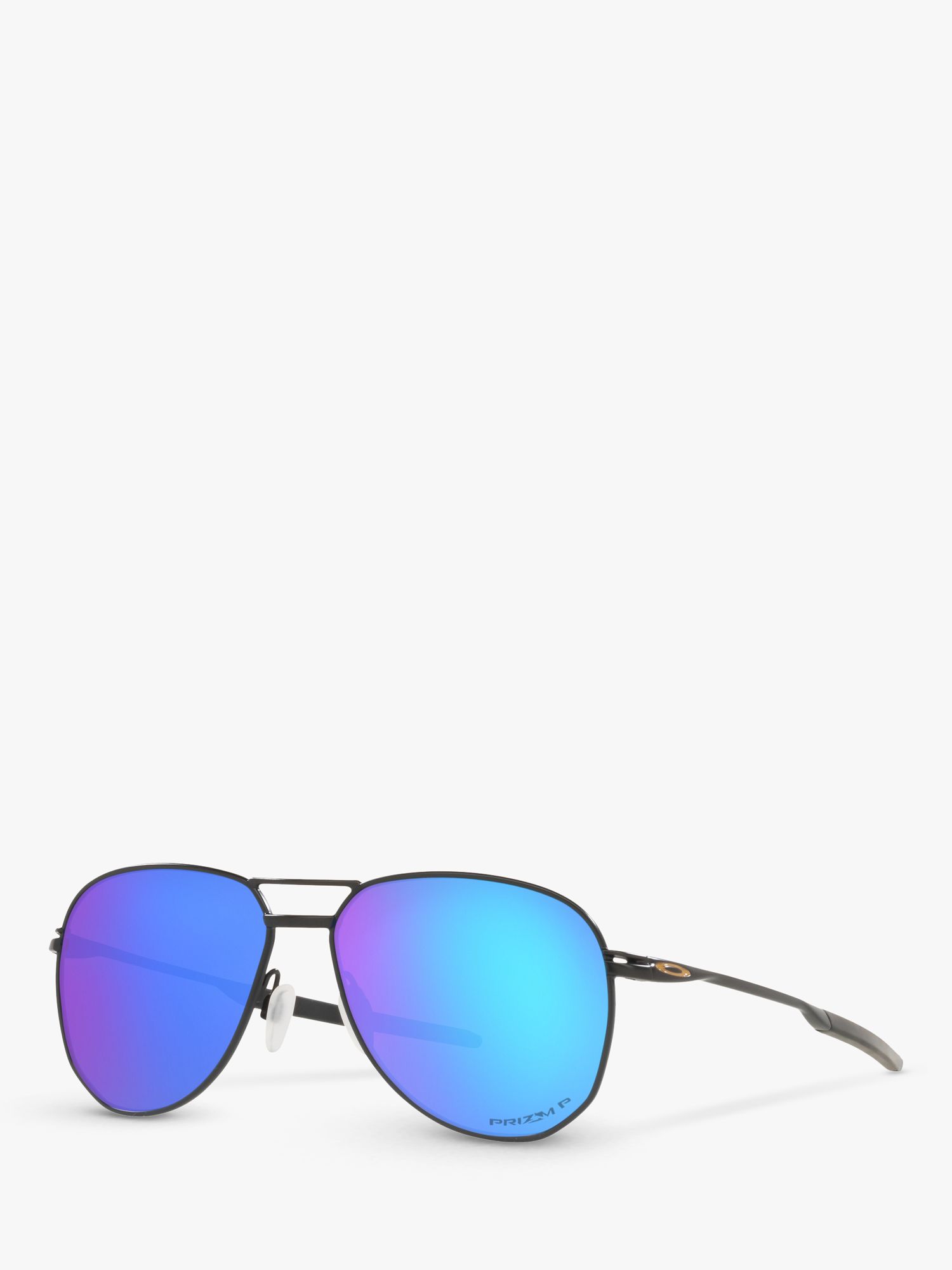 Oakley OO4147 Men's Contrail Prizm Polarised Aviator Sunglasses, Satin  Black/Mirror Blue at John Lewis & Partners