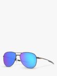 Oakley OO4147 Men's Contrail Prizm Polarised Aviator Sunglasses, Satin Black/Mirror Blue