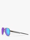 Oakley OO4147 Men's Contrail Prizm Polarised Aviator Sunglasses, Satin Black/Mirror Blue