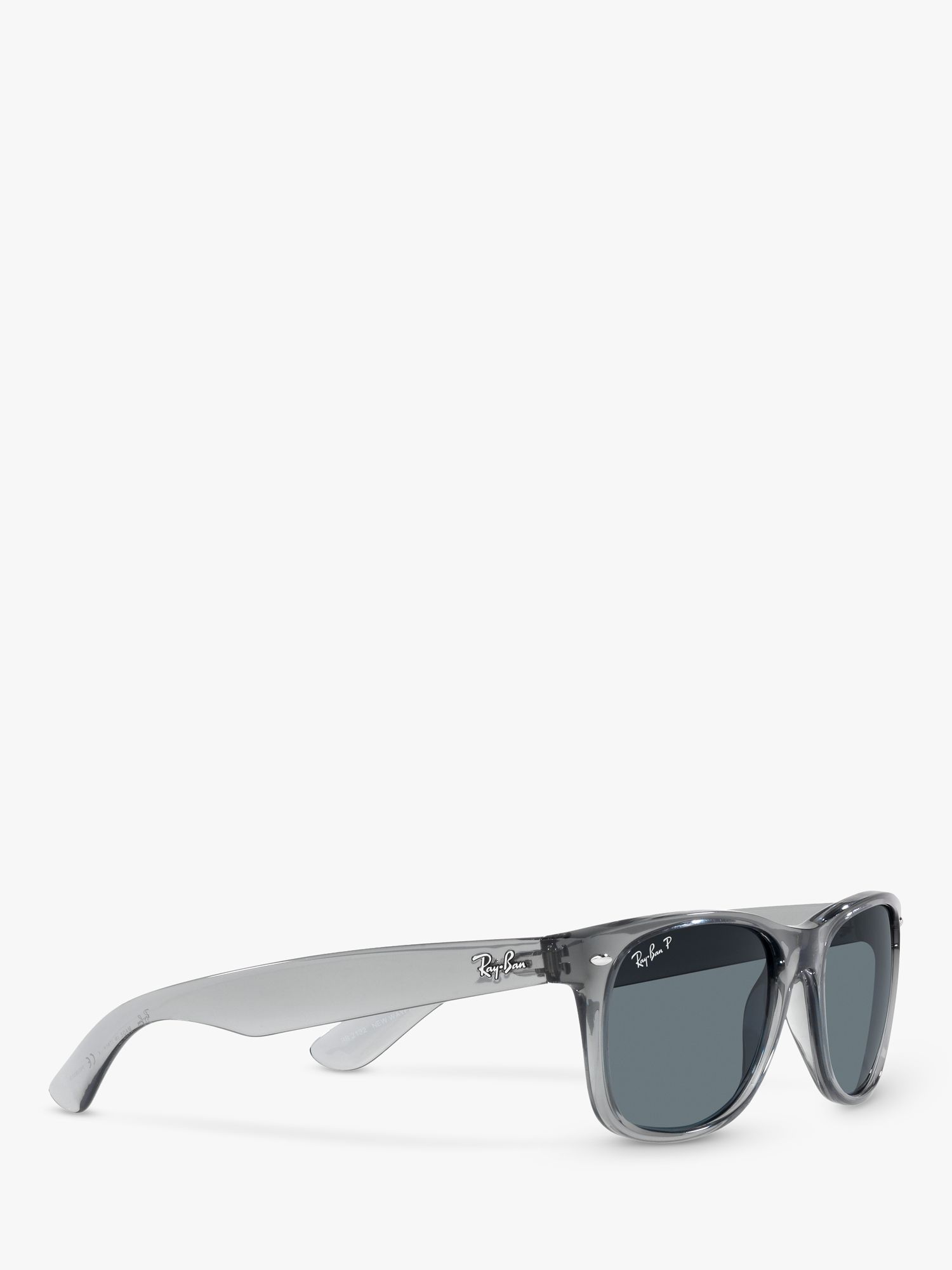 Ray Ban Rb2132 Unisex New Wayfarer Polarised Sunglasses Transparent Grey Blue At John Lewis Partners