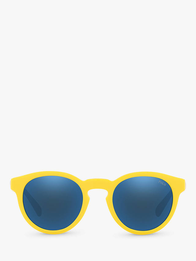 Ralph PH4184 Men's Round Shape Sunglasses, Shiny Yellow/Blue