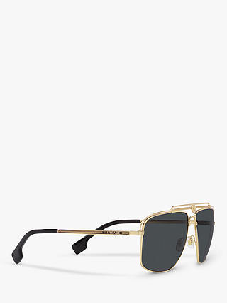 Versace VE2242 Men's Rectangular Sunglasses, Gold/Grey