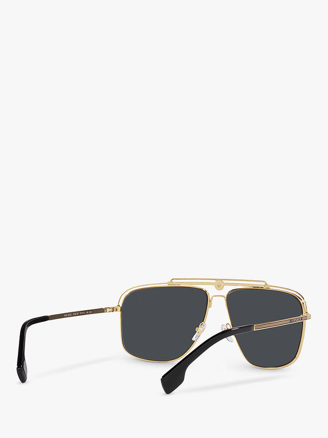 Versace VE2242 Men's Rectangular Sunglasses, Gold/Grey