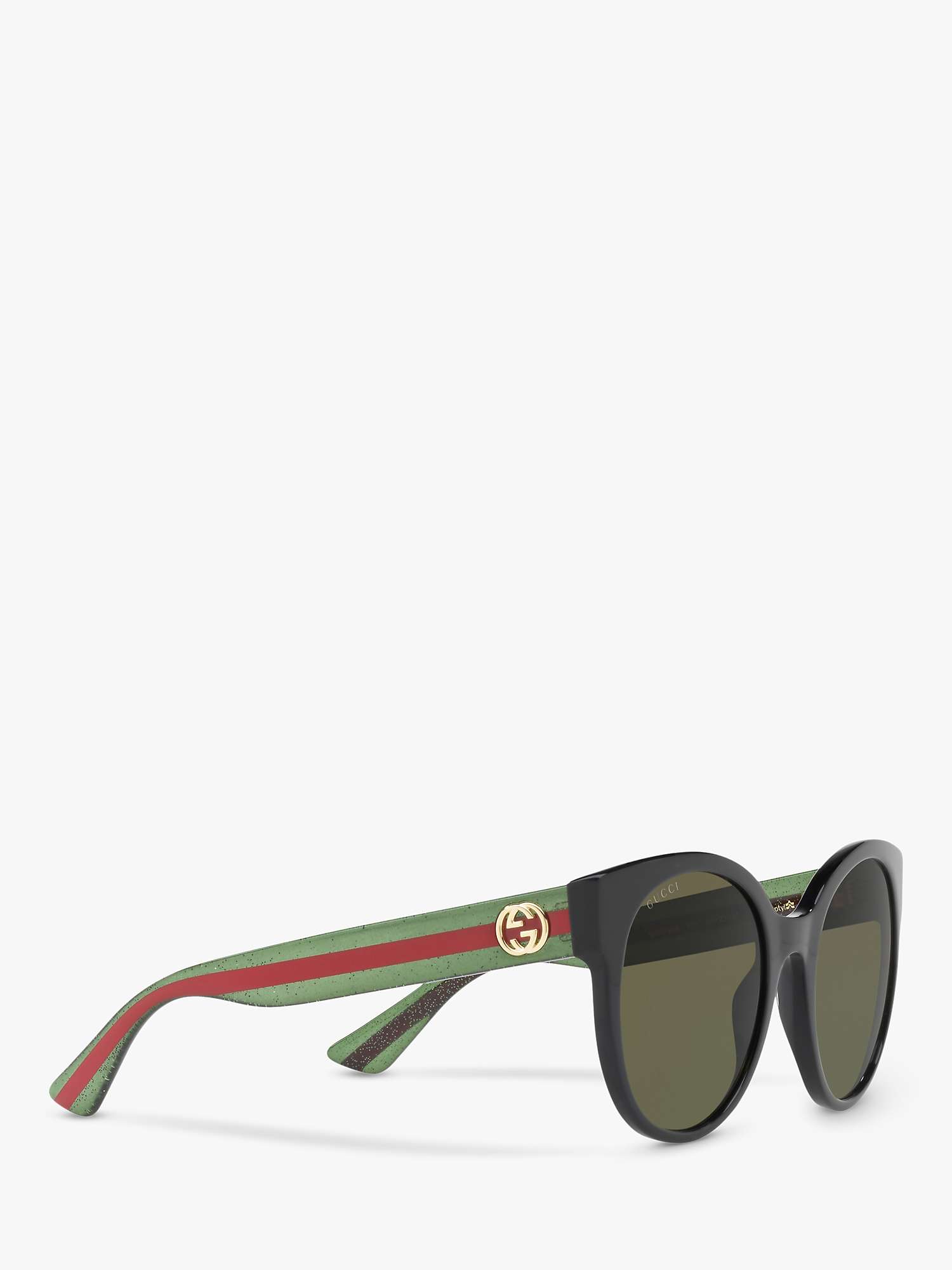 Buy Gucci GG0035SN Women's Round Sunglasses, Black/Green Online at johnlewis.com