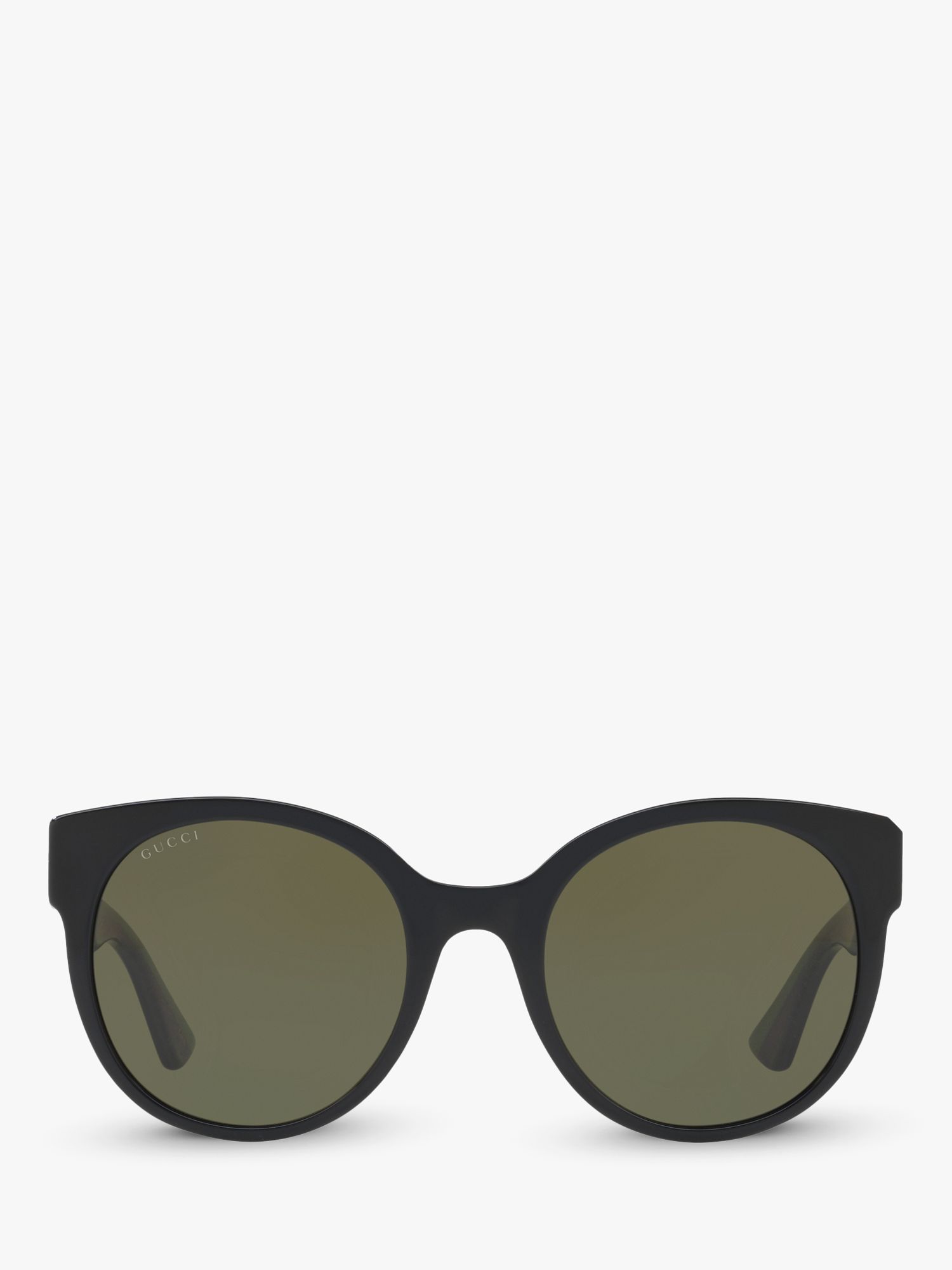 Gucci GG0035SN Women's Round Sunglasses, Black/Green at John Lewis ...