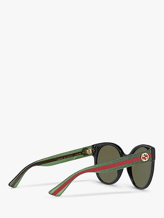 Gucci GG0035SN Women's Round Sunglasses, Black/Green